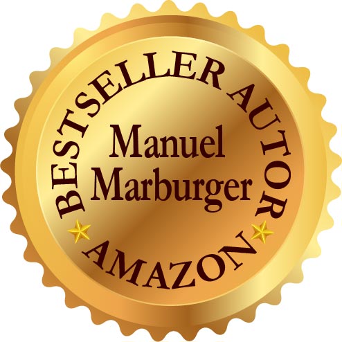 Goldenes Amazon-Bestseller-Siegel mit dem Namen Manuel Marburger – ergänzt als Nachweis der fachlichen Autorität eines Keynote Speaker deutsch.